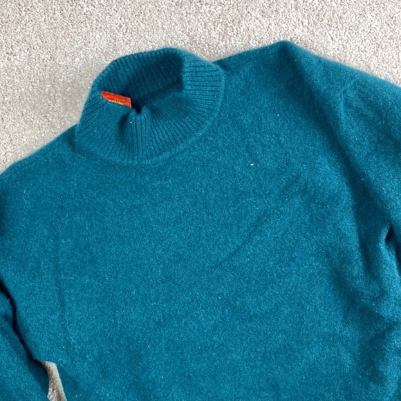 Vintage 90s Charter Club Cashmere Sweater Green Mock Neck Knit Warm Cozy Soft - Picture 1 of 8